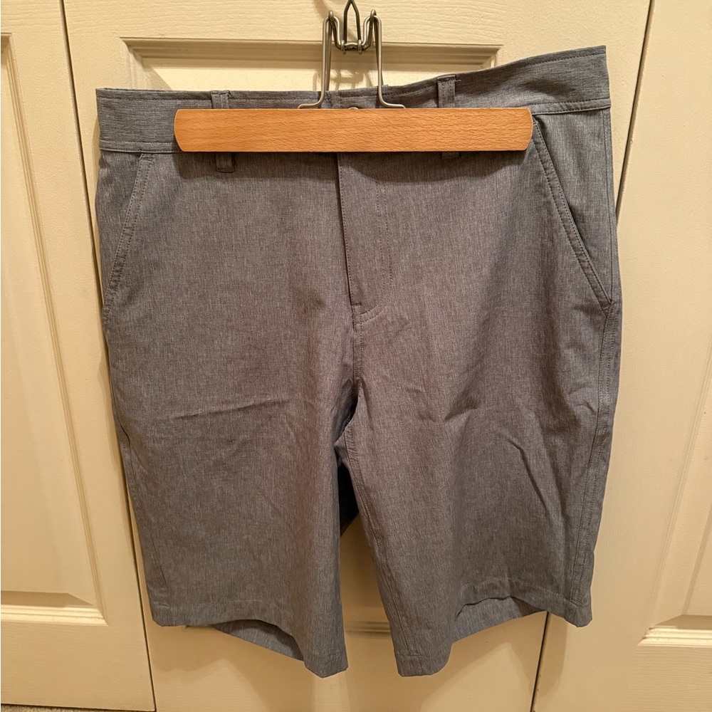 Gray Flat Front Knee-Length Shorts